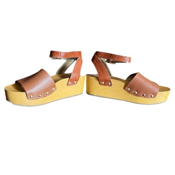Sam Edelman Brynn Brown Leather Wedge Sandals Size 8 - Picture 8 of 15
